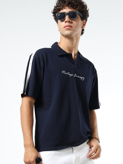 Men Striped Polo Neck Tshirts