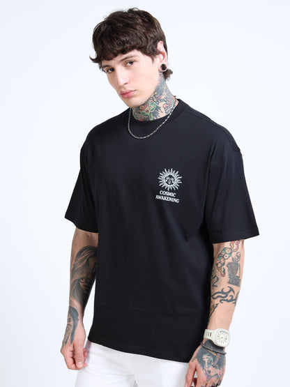 Men Oversized Printed Cotton Round Neck Drop-Shoulder Sleeves T-shirt