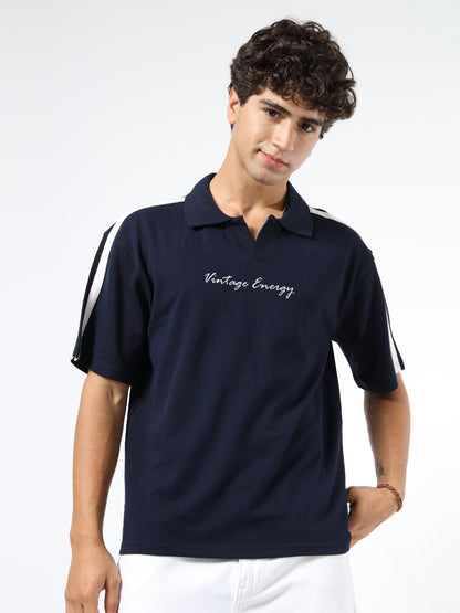 Men Striped Polo Neck Tshirts
