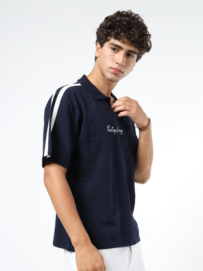 Men Striped Polo Neck Tshirts