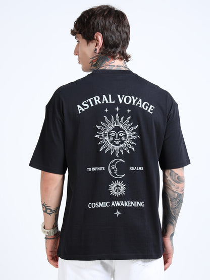 Men Oversized Printed Cotton Round Neck Drop-Shoulder Sleeves T-shirt