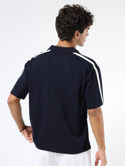 Men Striped Polo Neck Tshirts