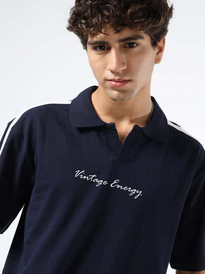 Men Striped Polo Neck Tshirts