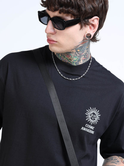 Men Oversized Printed Cotton Round Neck Drop-Shoulder Sleeves T-shirt