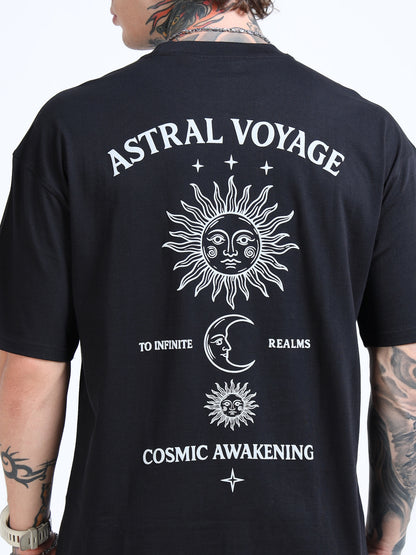 Men Oversized Printed Cotton Round Neck Drop-Shoulder Sleeves T-shirt