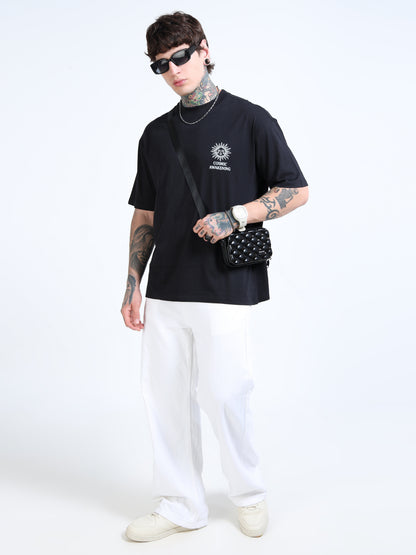 Men Oversized Printed Cotton Round Neck Drop-Shoulder Sleeves T-shirt