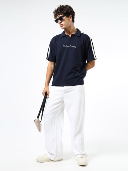 Men Striped Polo Neck Tshirts