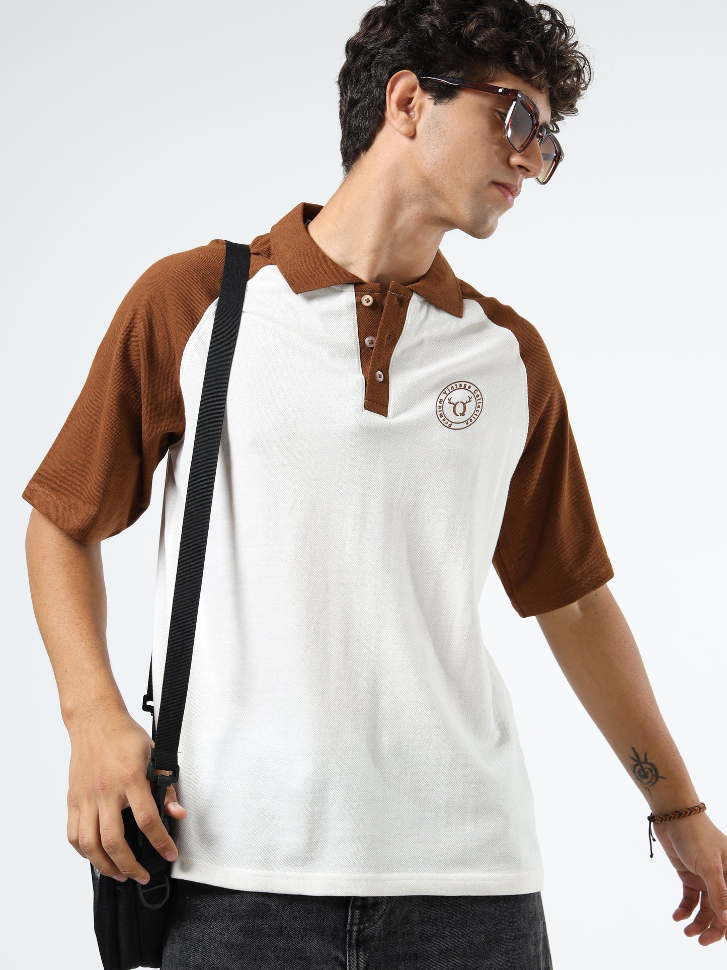Stylish Men’s Off White Brown Polo | Brand Logo | Polo Collar | Smart Casual