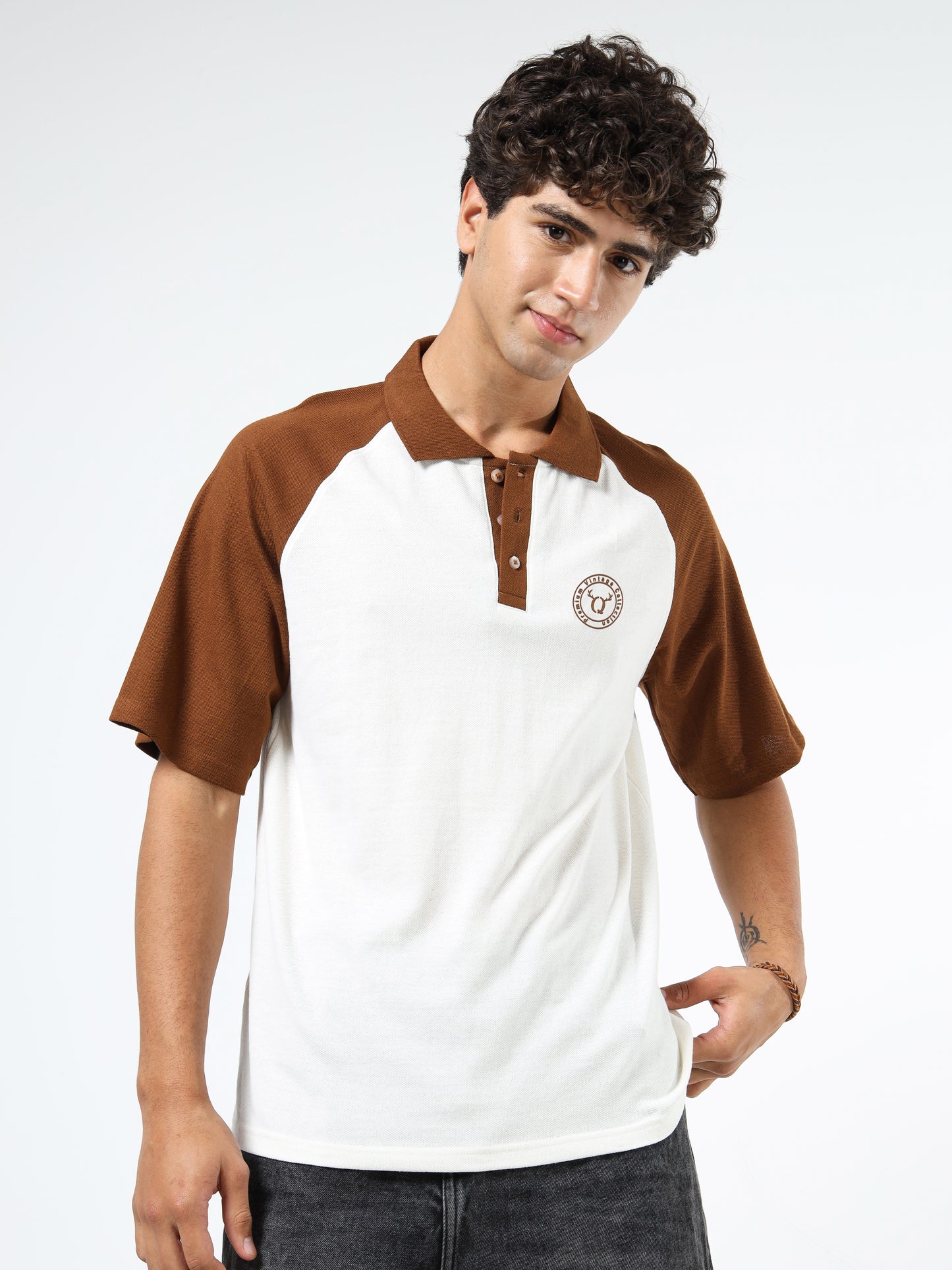 Stylish Men’s Off White Brown Polo | Brand Logo | Polo Collar | Smart Casual