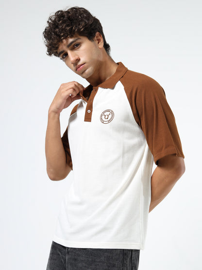 Stylish Men’s Off White Brown Polo | Brand Logo | Polo Collar | Smart Casual