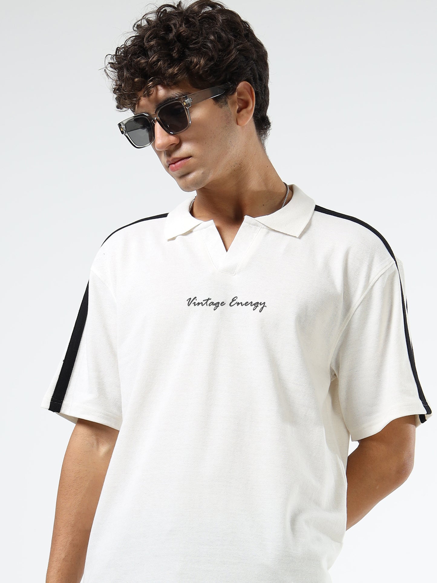 Men Striped Polo Neck Tshirts