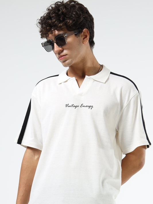 Men Striped Polo Neck Tshirts