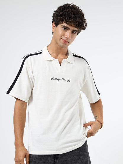 Men Striped Polo Neck Tshirts