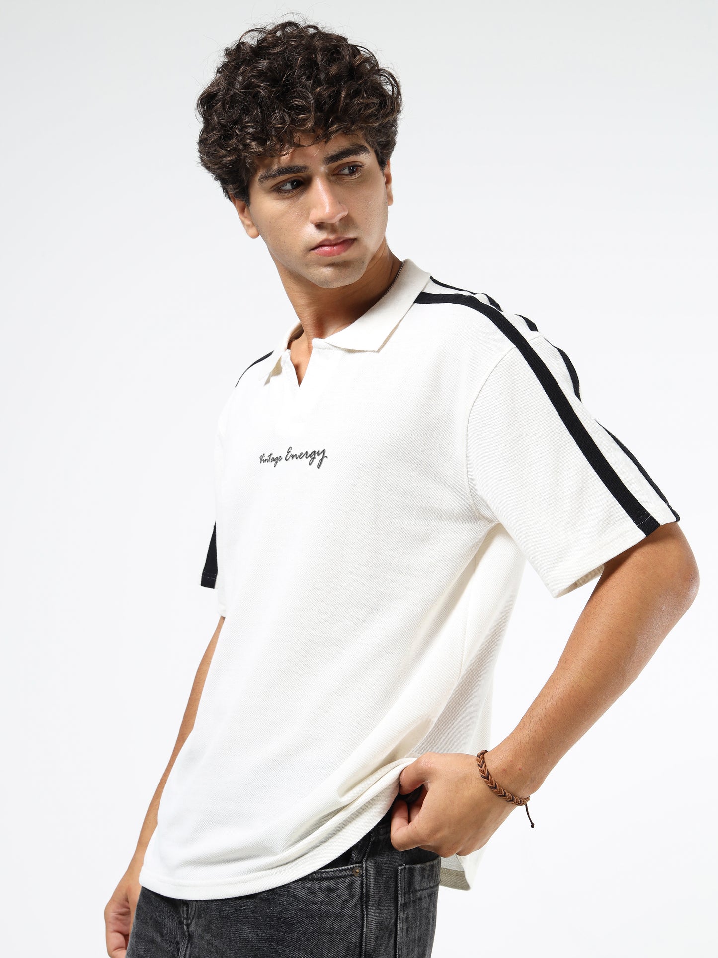 Men Striped Polo Neck Tshirts