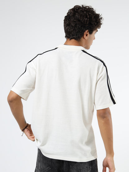 Men Striped Polo Neck Tshirts