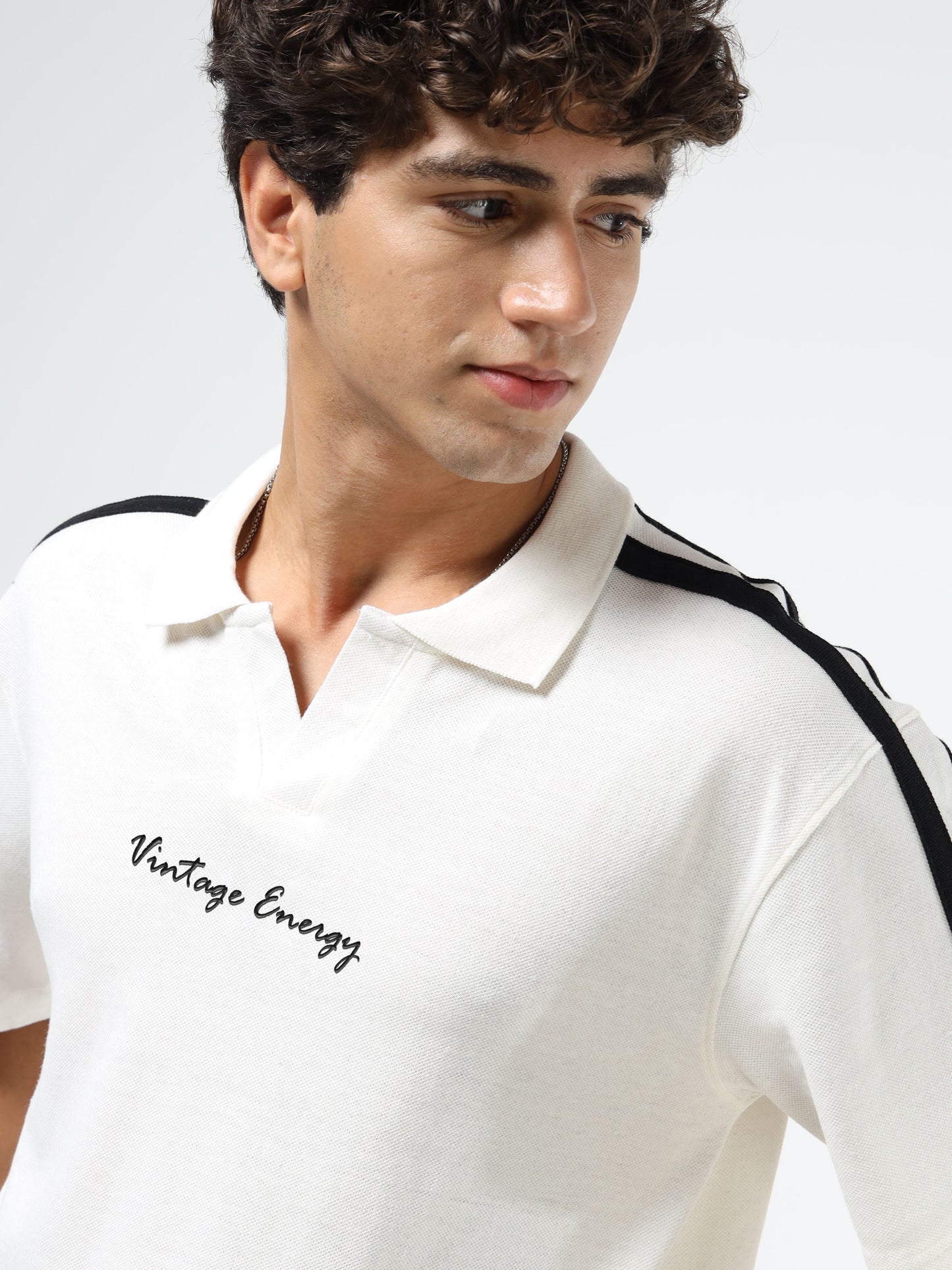 Men Striped Polo Neck Tshirts