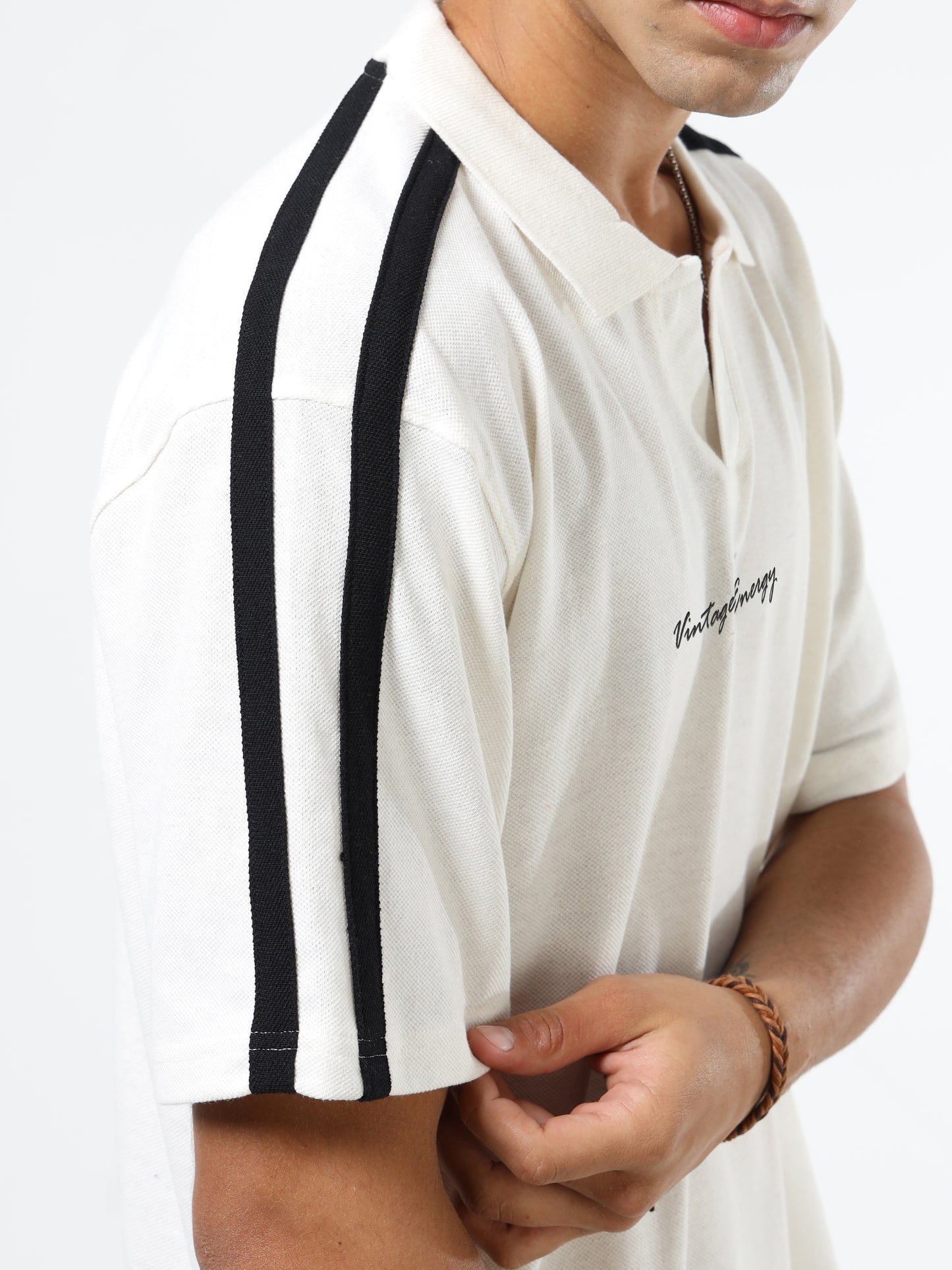 Men Striped Polo Neck Tshirts