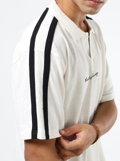 Men Striped Polo Neck Tshirts