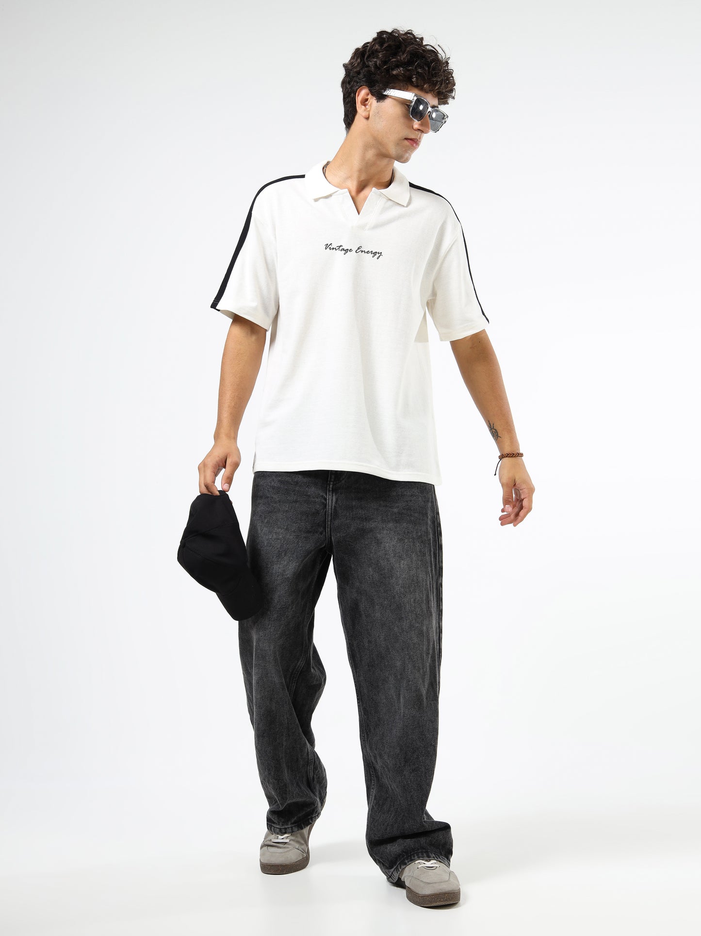 Men Striped Polo Neck Tshirts