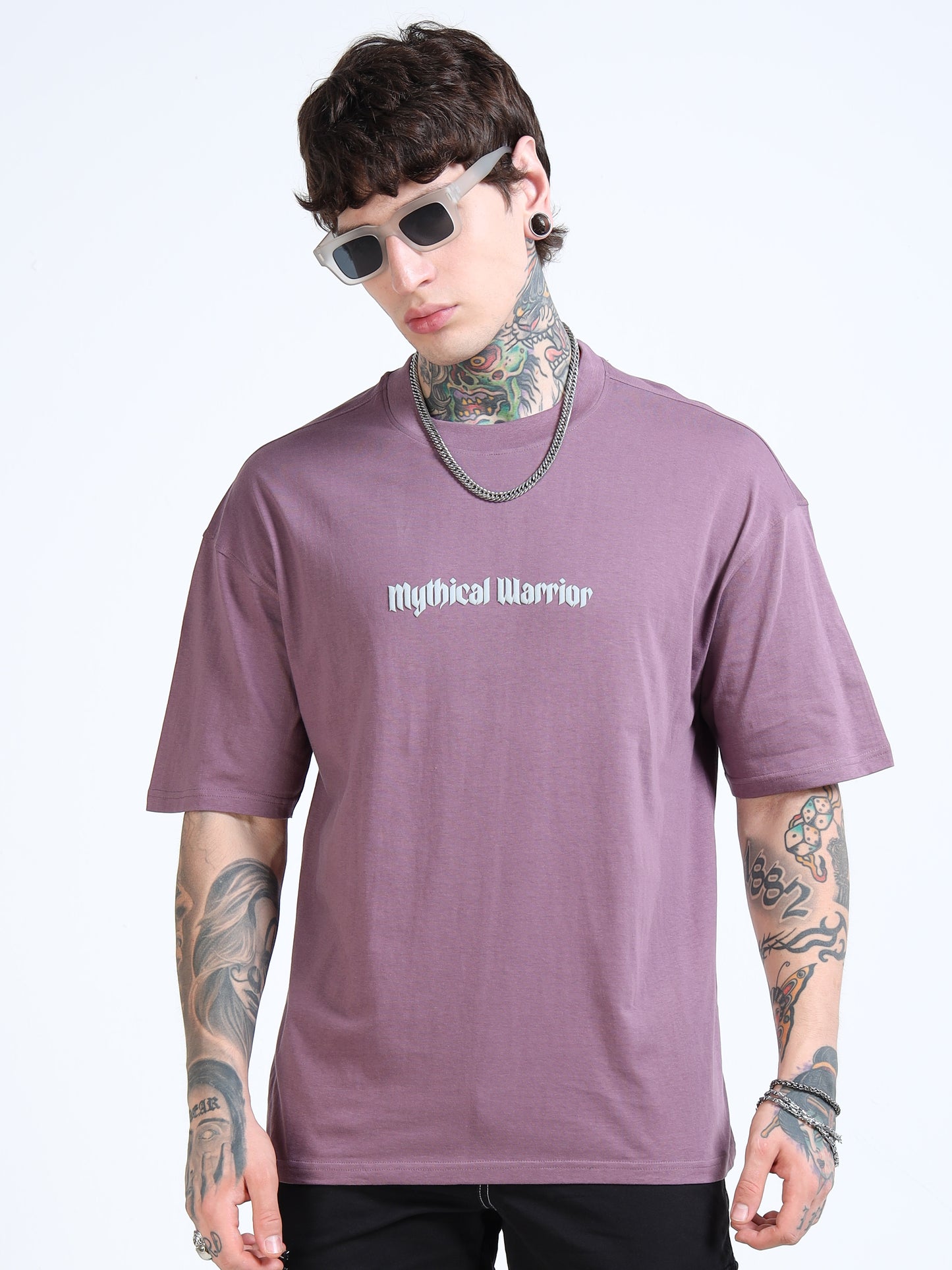Men Graphic Printed Round Neck Cotton Oversized T-shirt