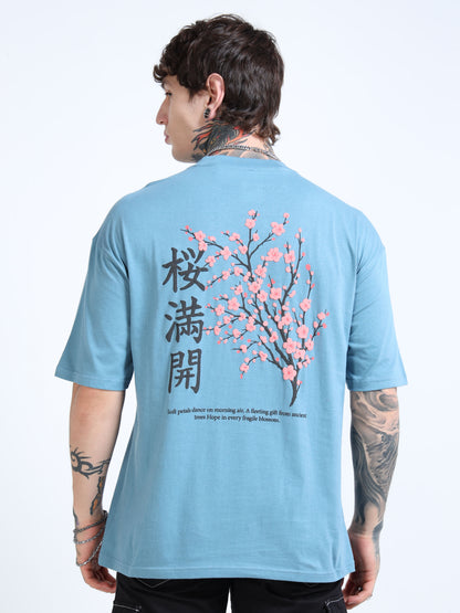 Men Oversized Printed Cotton Round Neck Drop-Shoulder Sleeves T-shirt