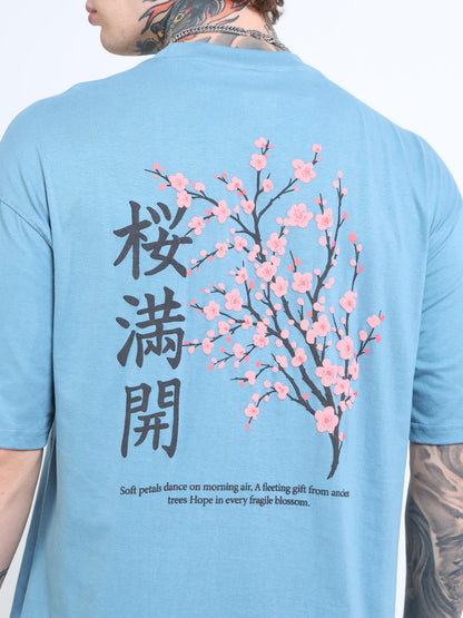 Men Oversized Printed Cotton Round Neck Drop-Shoulder Sleeves T-shirt