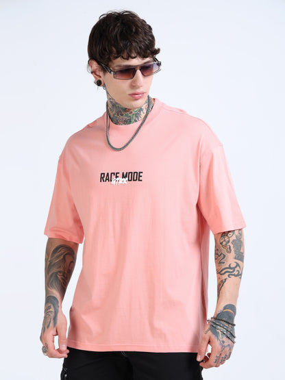 Men’s Onion Pink Oversized T-Shirt – 100% Pure Cotton Drop Shoulder Car Graphic Tee