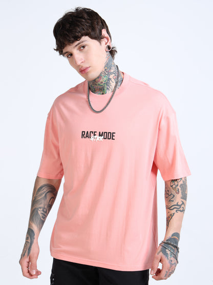 Men’s Onion Pink Oversized T-Shirt – 100% Pure Cotton Drop Shoulder Car Graphic Tee