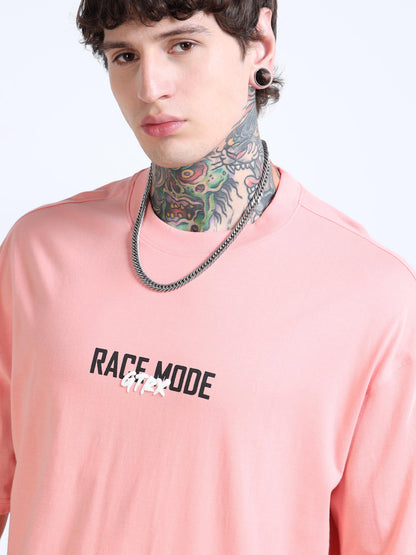 Men’s Onion Pink Oversized T-Shirt – 100% Pure Cotton Drop Shoulder Car Graphic Tee