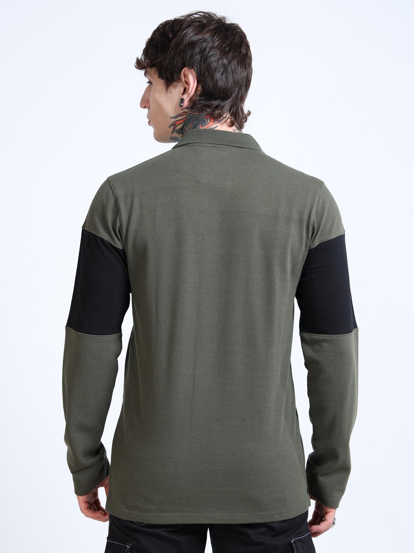 Men Colorblock Polo Neck T-Shirt