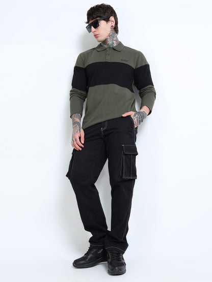 Men Colorblock Polo Neck T-Shirt
