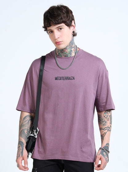 Men’s Onion Pink Oversized T-Shirt – 100% Pure Cotton Drop Shoulder Graphic Tee