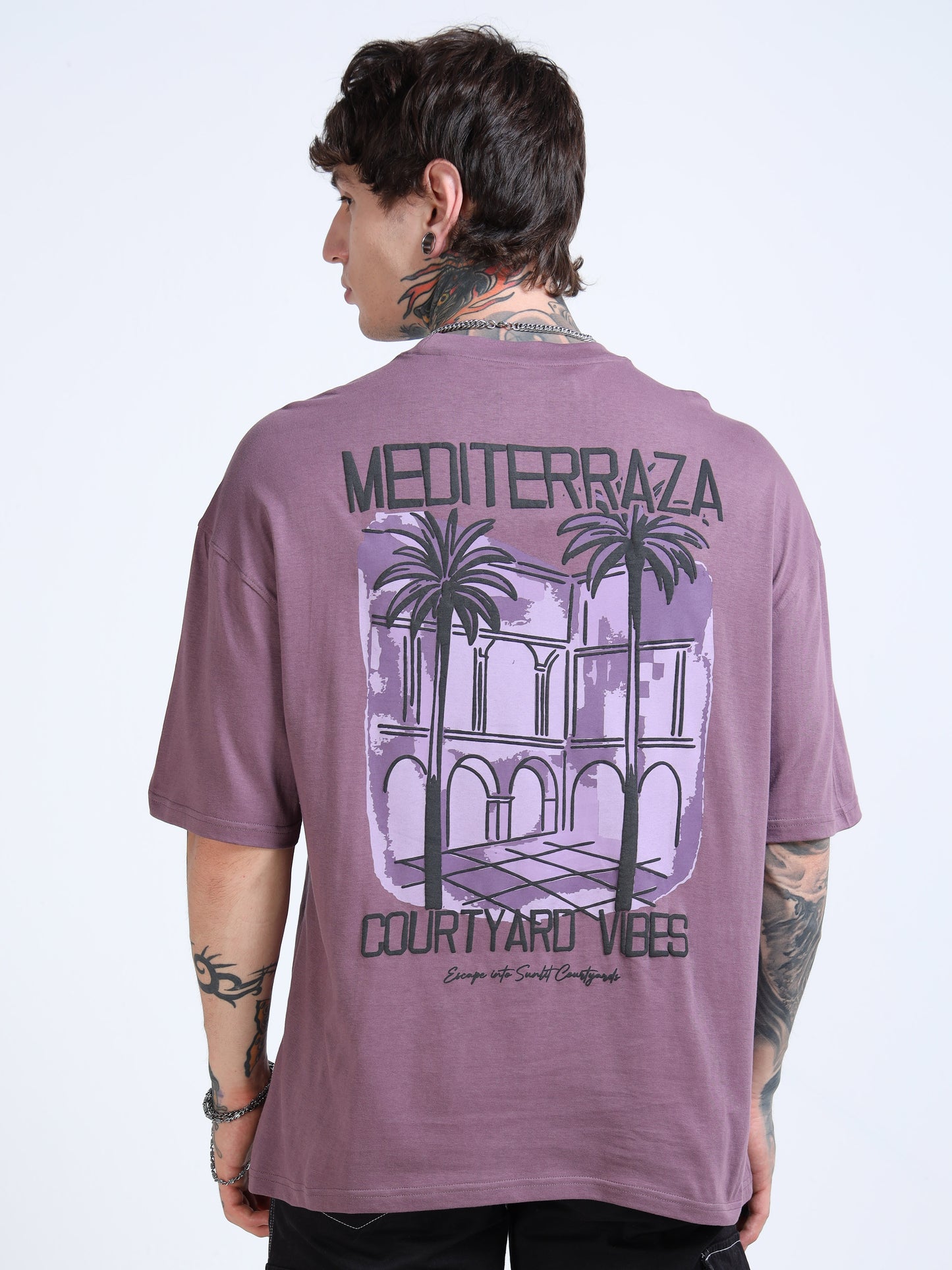 Men’s Onion Pink Oversized T-Shirt – 100% Pure Cotton Drop Shoulder Graphic Tee