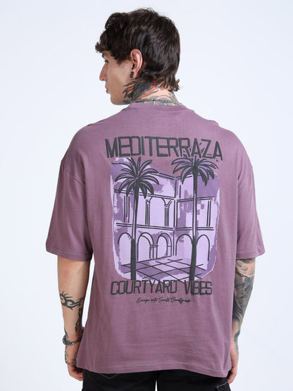 Men’s Onion Pink Oversized T-Shirt – 100% Pure Cotton Drop Shoulder Graphic Tee