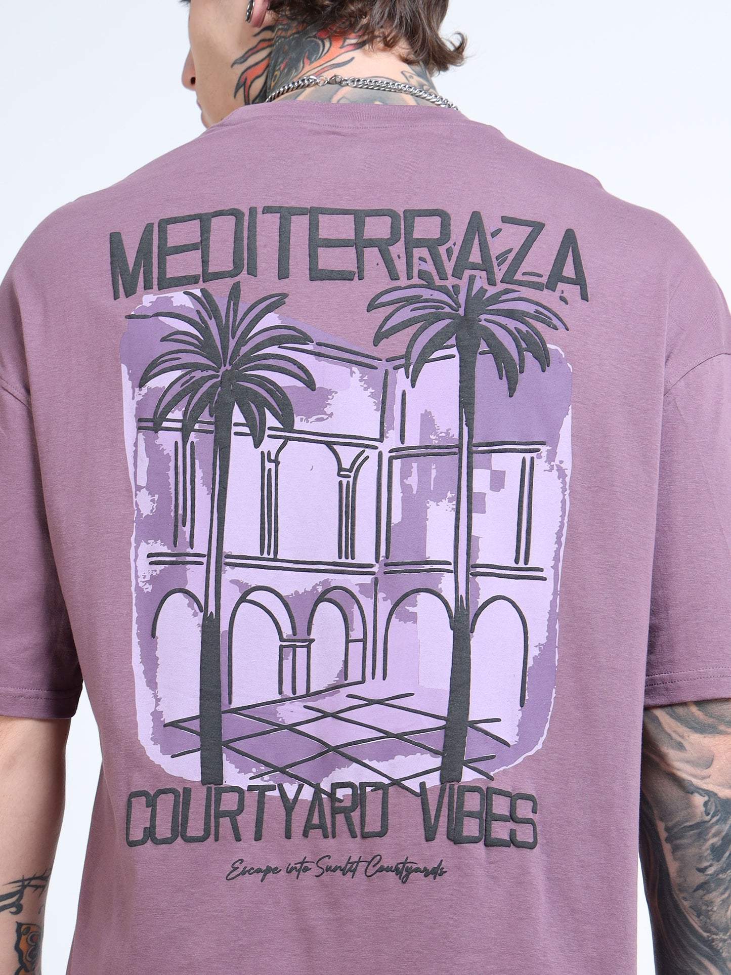 Men’s Onion Pink Oversized T-Shirt – 100% Pure Cotton Drop Shoulder Graphic Tee