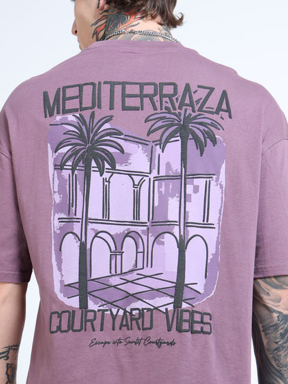 Men’s Onion Pink Oversized T-Shirt – 100% Pure Cotton Drop Shoulder Graphic Tee