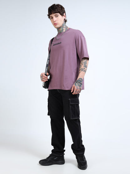 Men’s Onion Pink Oversized T-Shirt – 100% Pure Cotton Drop Shoulder Graphic Tee