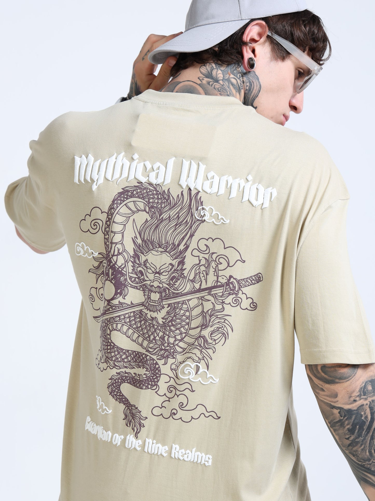 Men Graphic Printed Round Neck Cotton Oversized T-shirt