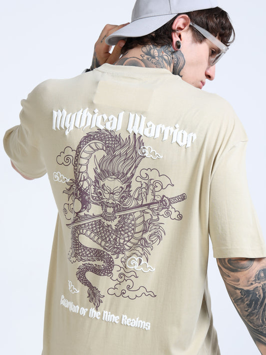 Men Graphic Printed Round Neck Cotton Oversized T-shirt