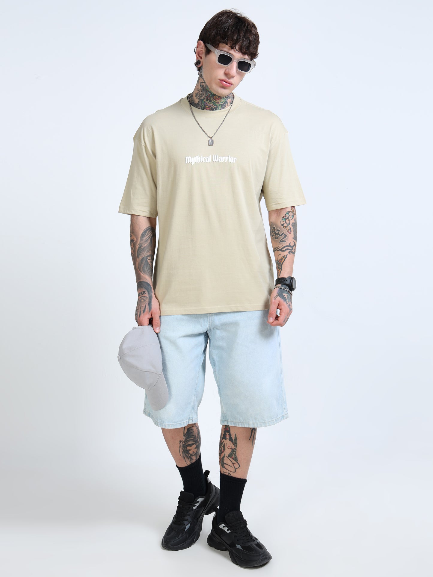 Men Graphic Printed Round Neck Cotton Oversized T-shirt