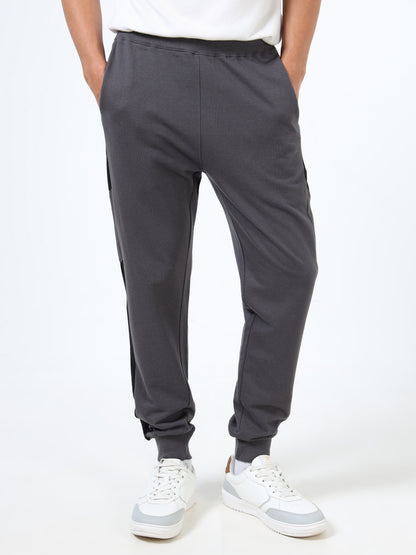 Premium Colourblocked Joggers for Men | Grey-Black | Elasticated Waist | Drawstring Closur