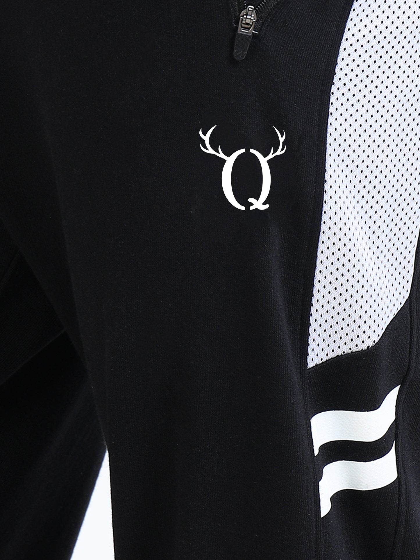 Men’s Black Printed Regular Fit Joggers | Mid-Rise | Zip Pocket | Elasticated Waist