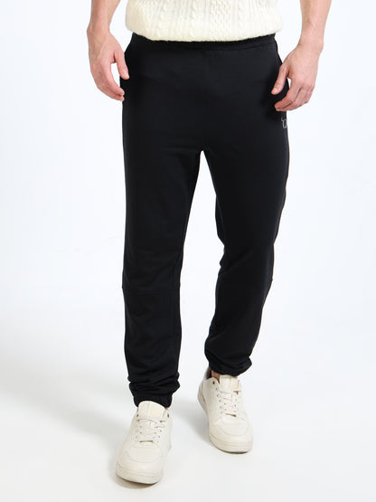 Stylish Men’s Black Joggers | Elasticated Waist & Drawstring | Sporty Side Stripes