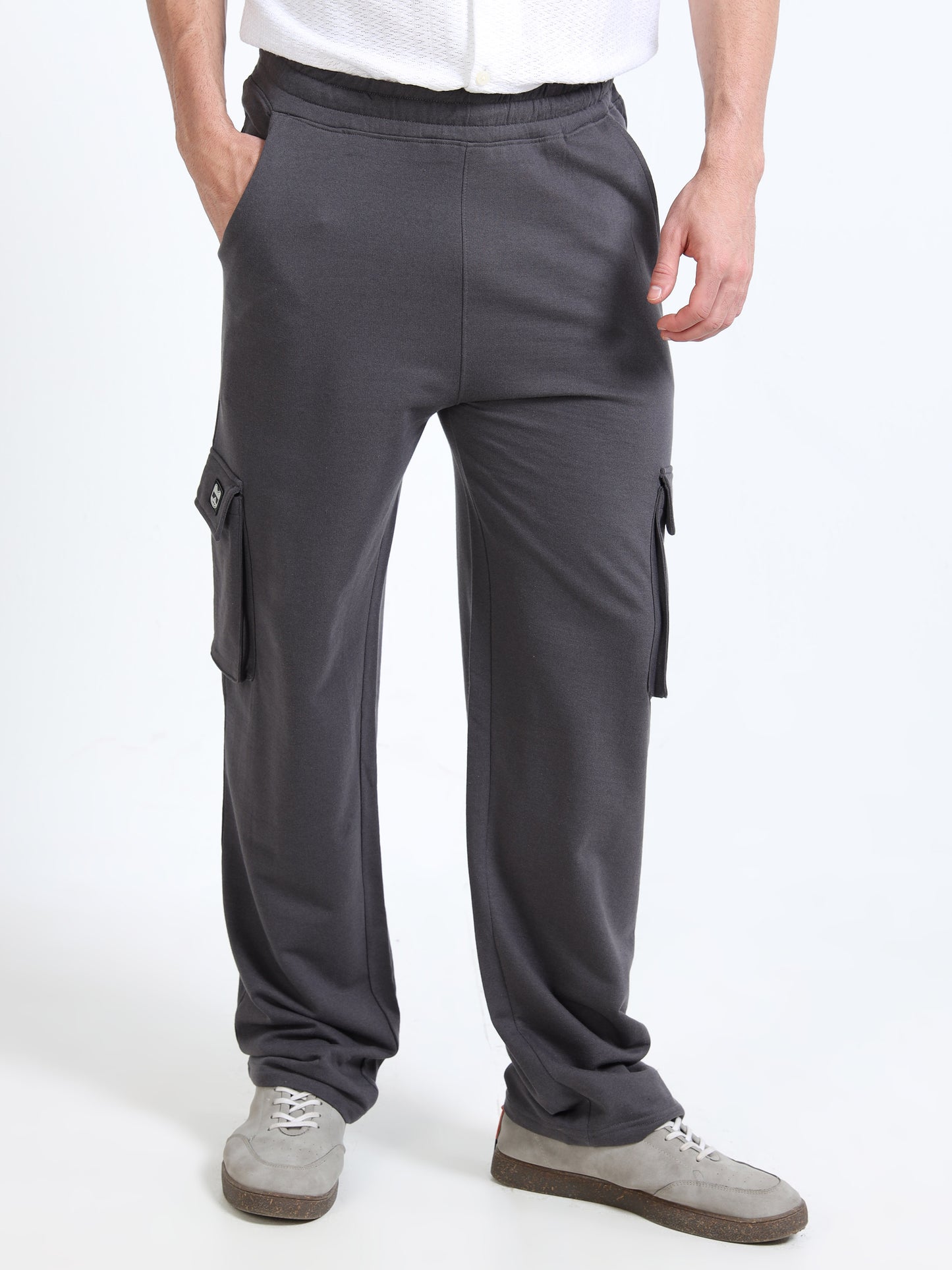 Men Self Design Grey Track Pants