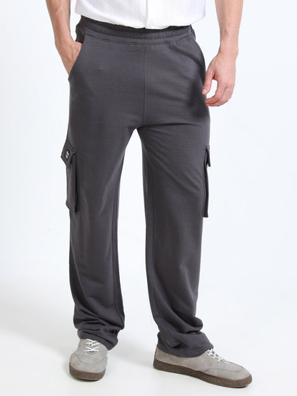 Men Self Design Grey Track Pants