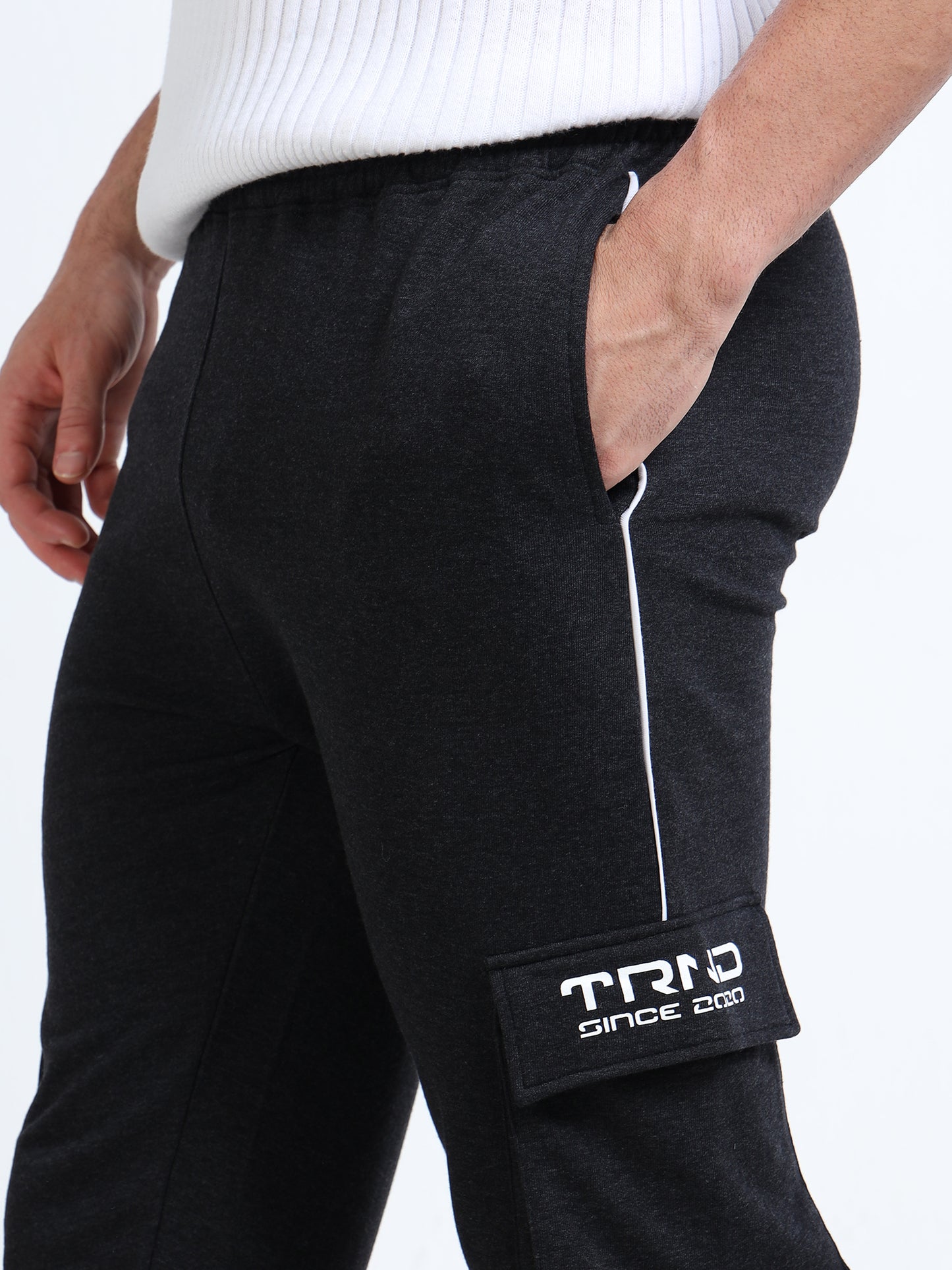 Men’s Charcoal Cargo Trackpant | 4-Pocket Design | Cotton Blend | Gym & Casual