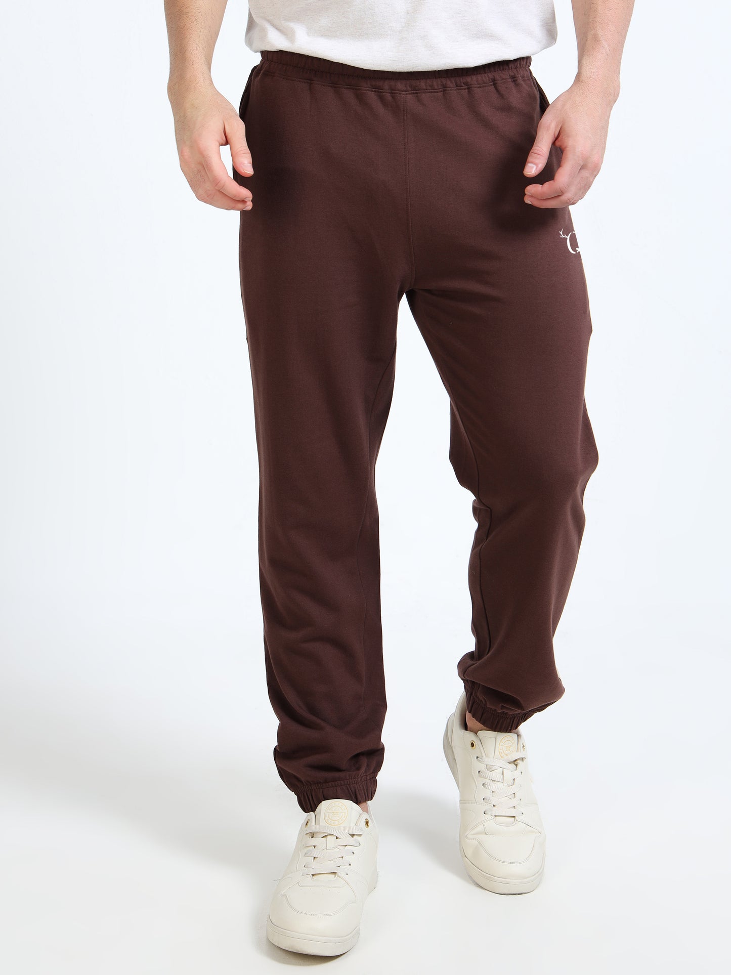 Men’s Brown Striped Regular Fit Joggers | Mid-Rise | Elasticated Waist & Drawstring