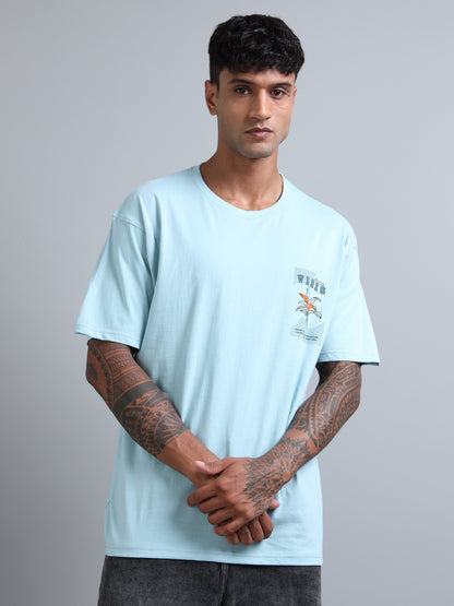 Mens VIBES Graphic Oversized T-Shirt – Pure Cotton Drop Shoulder | Aesthetic Back Print Streetwear