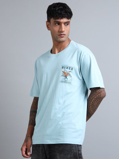 Mens VIBES Graphic Oversized T-Shirt – Pure Cotton Drop Shoulder | Aesthetic Back Print Streetwear