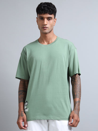 Men’s Casual Oversized Tee – Keep On Moving Print | Cotton Streetwear T-Shirt